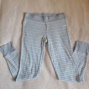 Y2k EUC Victoria's Secret Cotton Striped Pajama Pants Pastel Gray Green Medium